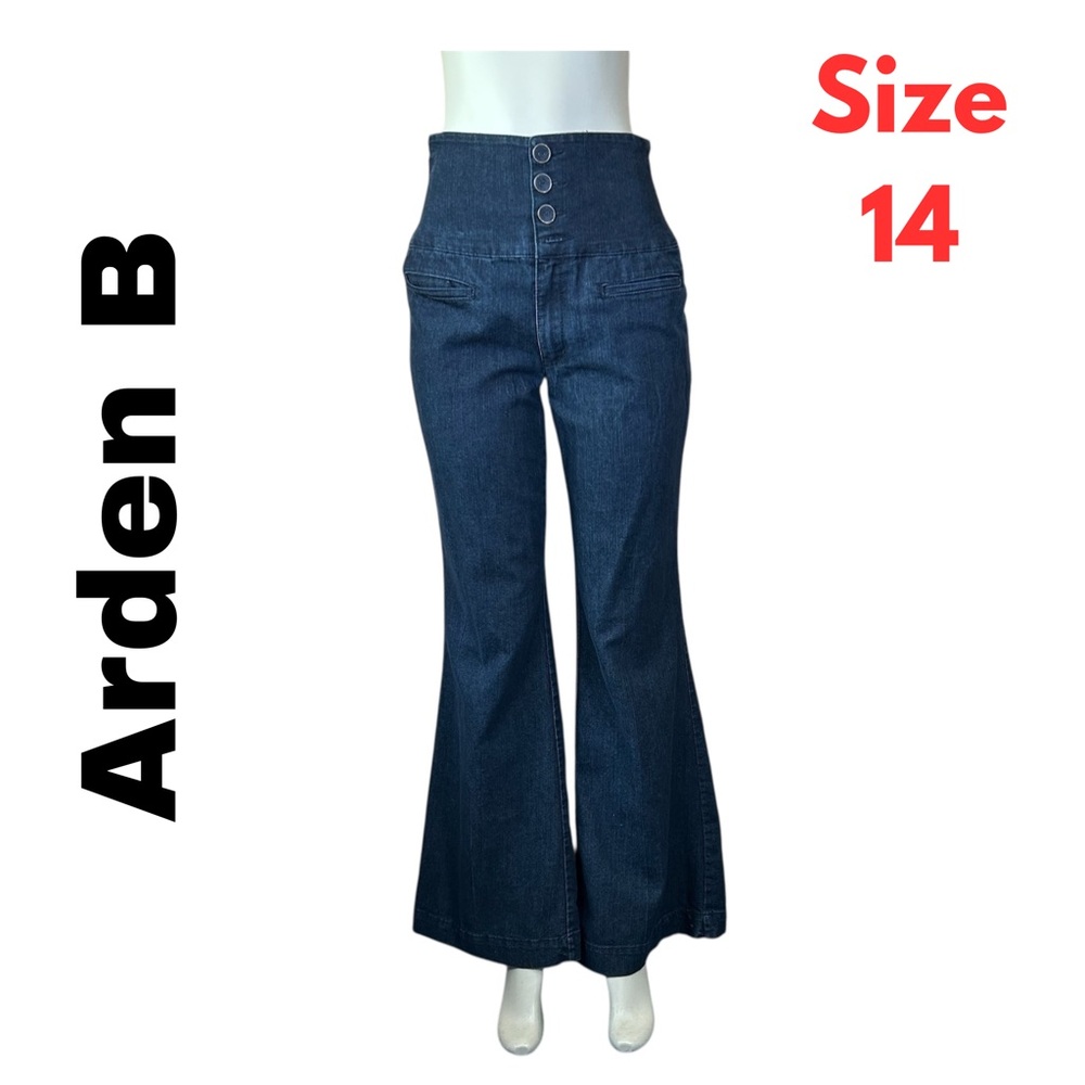 Beautiful Vintage Arden B Jeans Size 14 Dark Blue Flare Pants High Waist L